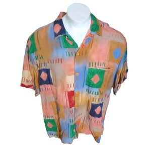 Vintage jams world 90s retro color splash saved by the bell button up Shirt XL